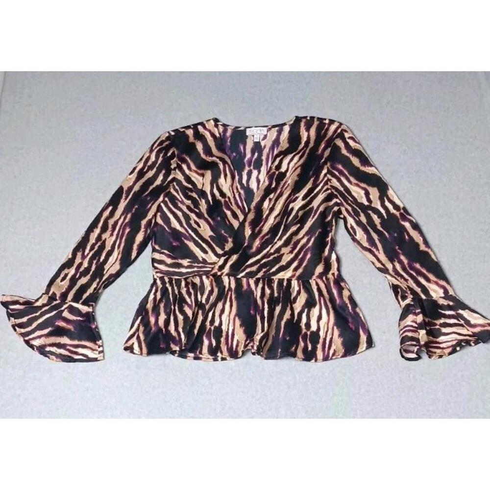Sofia jeans By Sofia Vergara Bell Sleeve Drop Knot Top Blouse Womens Size Large